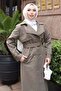 Belt Detailed Buttoned Trench Coat Khaki 19301 - 2