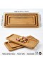 Polmak 3-Piece Natural Bamboo Wood Serving Tray Set - Long Rectangular Coffee and Catering Tray (Pm-510) - 3