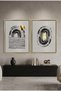 Bohemian Brushstroke Geometric Wall Art | Framed Canvas Print with Gold Foil Embossed | Luxury Modern Decor for Living Room, Bedroom, Office & Gift (Set of 2)