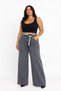 Plus Size Denim Belted High Waist Wide Leg Women's Trousers