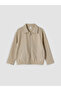 Beige Polo Collar Boys' Zippered Jacket - 2