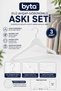 Set of 3 White Wood Look Clothes Hangers 44 cm Clothes Hanger with Non-Slip Trouser Rod