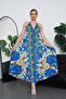 Women's Halter Neck Detailed Backless Slit Long Oversize Dress 260680-260681-260682 - 3