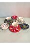 Decorative 3-Person Tulip Design Fully Handmade Coffee Cup Set and Snack Bowl-Sauce Bowl - 2