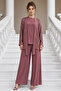 Sequined Hijab Suit A9253 Dusty Rose - 3