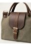 Genuine Leather & Canvas Women's Handbag with Strap Retro Shoulder Bag 28X23 cm Vintage Design - 3