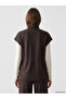 Nevavm Differently Designed Stand Collar Stoned Soft Touch Women's Vest - 4
