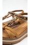 Kavora Women's Suede Bright Color Stone Embellished Wooden Heel Bow Tie Natural Stone Look Ankle Elastic Tie Short Heel Sandals - 6