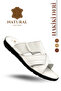 Men's Dei Slippers - Genuine Leather Men's Slippers with Light Soft Soles g White