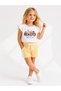 3-10 Years Old Girls' Floral Printed Ruffle Sleeve White T-Shirt Striped Shorts Set Waterway Fabric - 3