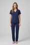 Women's Cherry Lace Viscose V-Neck Short Sleeve Pajama Set - 2