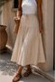 100% Cotton Muslin Fabric Midi Skirt – Elastic Waist with Tie Detail, Layered Summer Casual Skirt My3535 - 2
