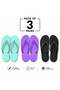 Women's Flip Flops Flat Slippers with Glitter Straps Pack of 3 Black