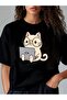 Nerd Neko: تي شيرت برسومات جرافيكية مع صورة قطة لطيفة تعمل على الكمبيوتر المحمول - 3