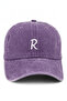 Purple Embroidered Washable Vintage Unisex Hat with Letter R