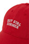 Embroidered Hat Red Fabric Top with White Embroidery Cotton Unisex Vintage Red Hat Adjustable - 4