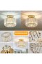Crystal Ceiling Light Fixture, Modern Gold Semi Flush Mount Chandelier Lighting for Kitchen, Bedroom - 3