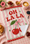 Oh La La Sweet Cherry Cherry Patterned Pink Retro Kitchen Mediterranean Stylish 2-Piece Kitchen Towel Set 35X55 - 3