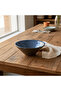 Navy Blue & Brown Round Reactive Glaze Ceramic Serving Bowl 20 cm - 2