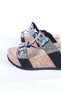 Women's Imported Stone Detailed Wedge Heeled Anatomical Cork Sole Slippers Black - 4