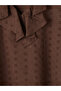 Vizyon New Season Brown Ruffled V-Neck Embroidered Blouse - 6