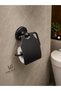 Matte Black Toilet Paper Holder Black Rain Series Brass Material Bathroom Accessory - 2