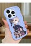 iPhone 12 Pro Compatible Case Camera Protector Blue Silicone Couple Phone Case Girl Pattern