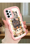 Samsung Galaxy A13 4g Compatible Case Camera Protector Pink Silicone Couple Phone Case Cat Pattern