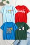 Unisex Mixed Print T-Shirt Set – 4-Pack Crew Neck Casual T-Shirts