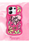 Redmi Note 13 4g Compatible Case with Camera Protection Red Silicone Couple Phone Case with Floral Pattern - 2