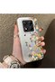 Redmi Note 14 Pro Compatible Silicone Edge Hard Back Case Couple Phone Case with Floral Pattern - 3