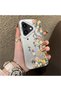 iPhone 16 Compatible Silicone Edge Hard Back Case Couple Phone Case with Floral Pattern - 3