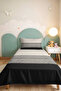 Black Striped Modern Single Pique Set - White Geometric 160X220 cm Seasonal Bedspread - 6