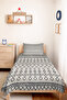Geometric Bohemian Cream Young Room Single Pique Set - Black Nordic 160X220 cm Bedspread - 4