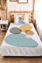 Geometric Blue Modern Young Room Single Pique Set-Hardal Gray 160X220 cm Quilted Bedspread - 5