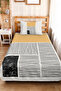 Yellow Geometric Young Room Single Pique Set - Black Striped 160X220 cm Quilted Bedspread - 2