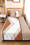 Brown Geometric Modern Young Room Single Pique Set-Black 160X220Cm Quilted Bedspread - 6
