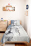 Blue Gray Marble Young Room Single Pique Set - Gold Striped 160X220 cm Quilted Bedspread - 4