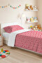 Red Geometric Modern Young Room Single Pique Set-Minimal 160X220 cm Quilted Bedspread - 4