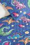 Blue Dinosaur Space Boys' Room Single Pique Set - Galaxy Purple 160X220 cm Bedspread - 3