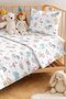 Safari Animal Pastel Girls' Pique Set-Tropical Pink Blue Baby Room Bedspread 160X220 cm - 2