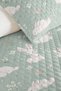 Rabbit Pastel Mint Girls' Pique Set - Floral Cute Baby Room Bedspread - 160X220 cm - 3