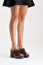 Women's Genuine Leather Clogs Slippers 6368 Brown Suede - 5