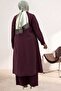 67055 Plus Size Snap Fastener Cupra Pants Set - Burgundy - 5