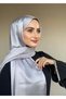 Evening Dress Janjan Shiny Satin Textured Hijab Evening Dress Chiffon Shawl - 2