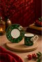 2 Person Porcelain Lovelybirds Red Green Special Design Coffee Cup Set 90ml - 4
