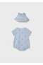 Newborn Baby Boy Short Jumpsuit and Hat Blue - 2