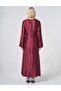 Belt Detailed Satin Dress Burgundy - 4
