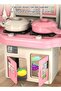 24pcs Abs Interactive Kitchen Playset Pretend Cooking Set Circulating Water Tap Pink Table Stickers - 7