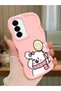 Samsung Galaxy A36 5g Compatible Case Camera Protective Pink Silicone Couple Phone Case Cat Pattern